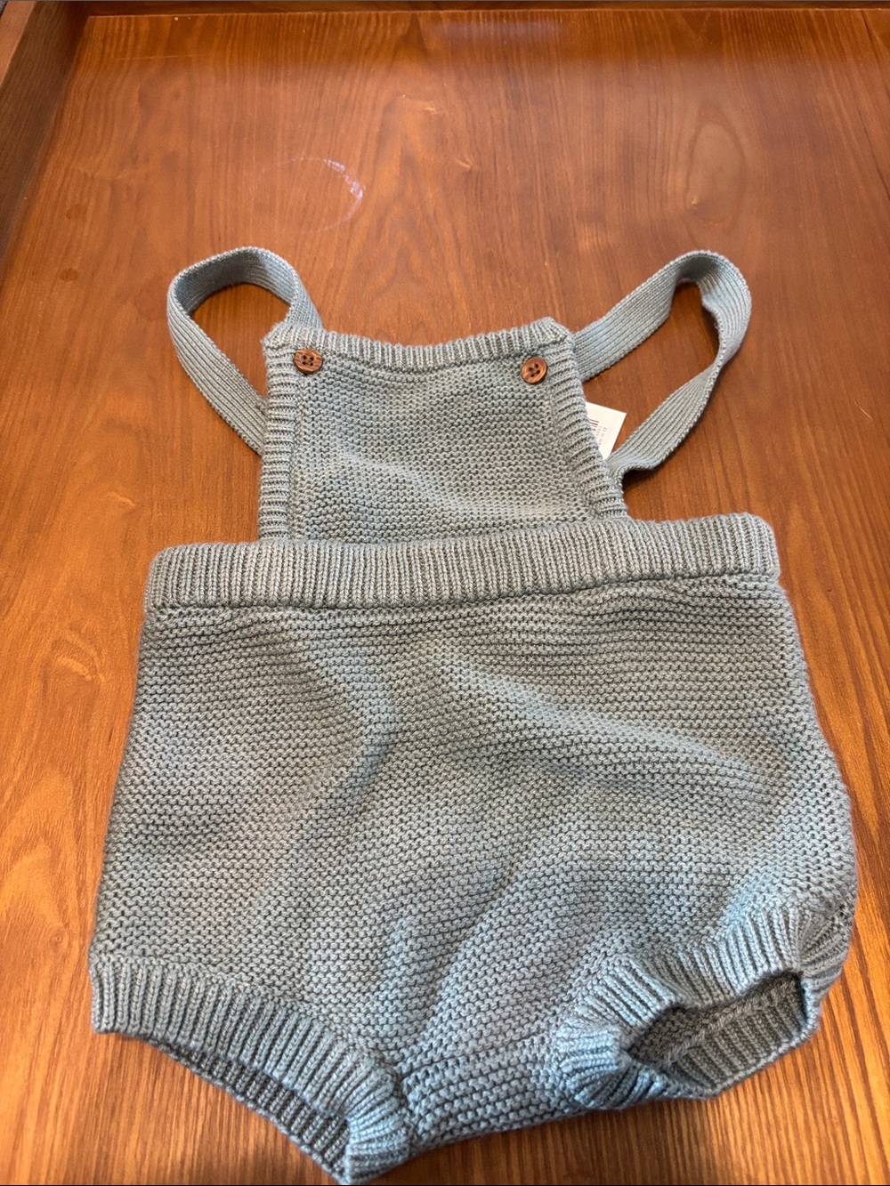 NWT Janie and Jack Knit Baby Romper Overalls in Sage Green